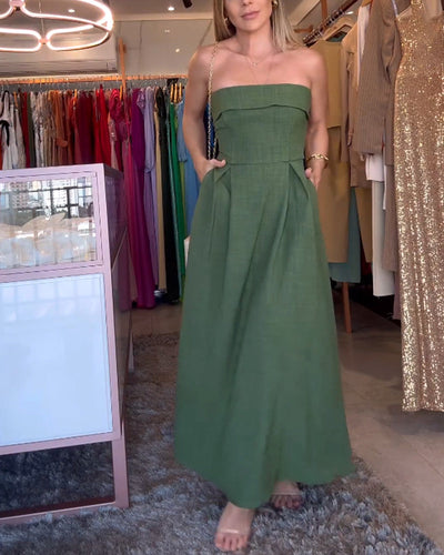 Annie - Elegantes trägerloses Midikleid