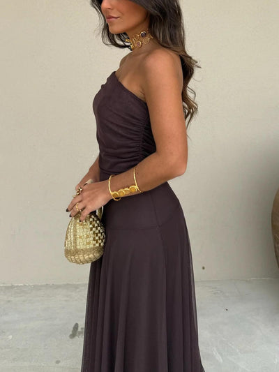 Kara | Ein-Schulter Mesh Maxikleid
