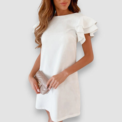 Mindi | Gekräuseltes, mehrlagiges Minikleid mit kurzen Ärmeln