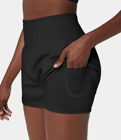 Phoebe |  2-in-1 Yoga-Shorts mit hoher Taille und Seitentaschen