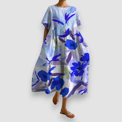 ISLA | KLEID MIT V-AUSSCHNITT UND BLUMENDRUCK