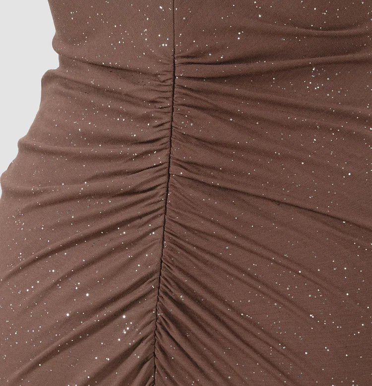 Ann | Tiefes V-Ausschnitt Plissiertes Ärmelloses Maxikleid