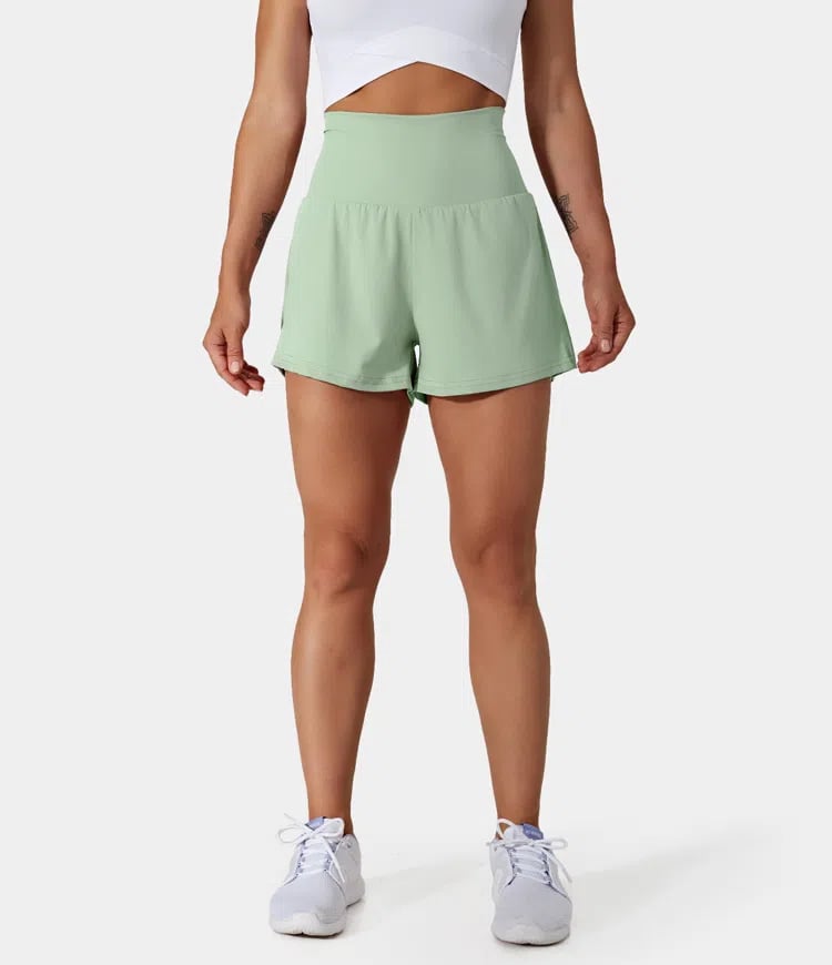 Phoebe |  2-in-1 Yoga-Shorts mit hoher Taille und Seitentaschen