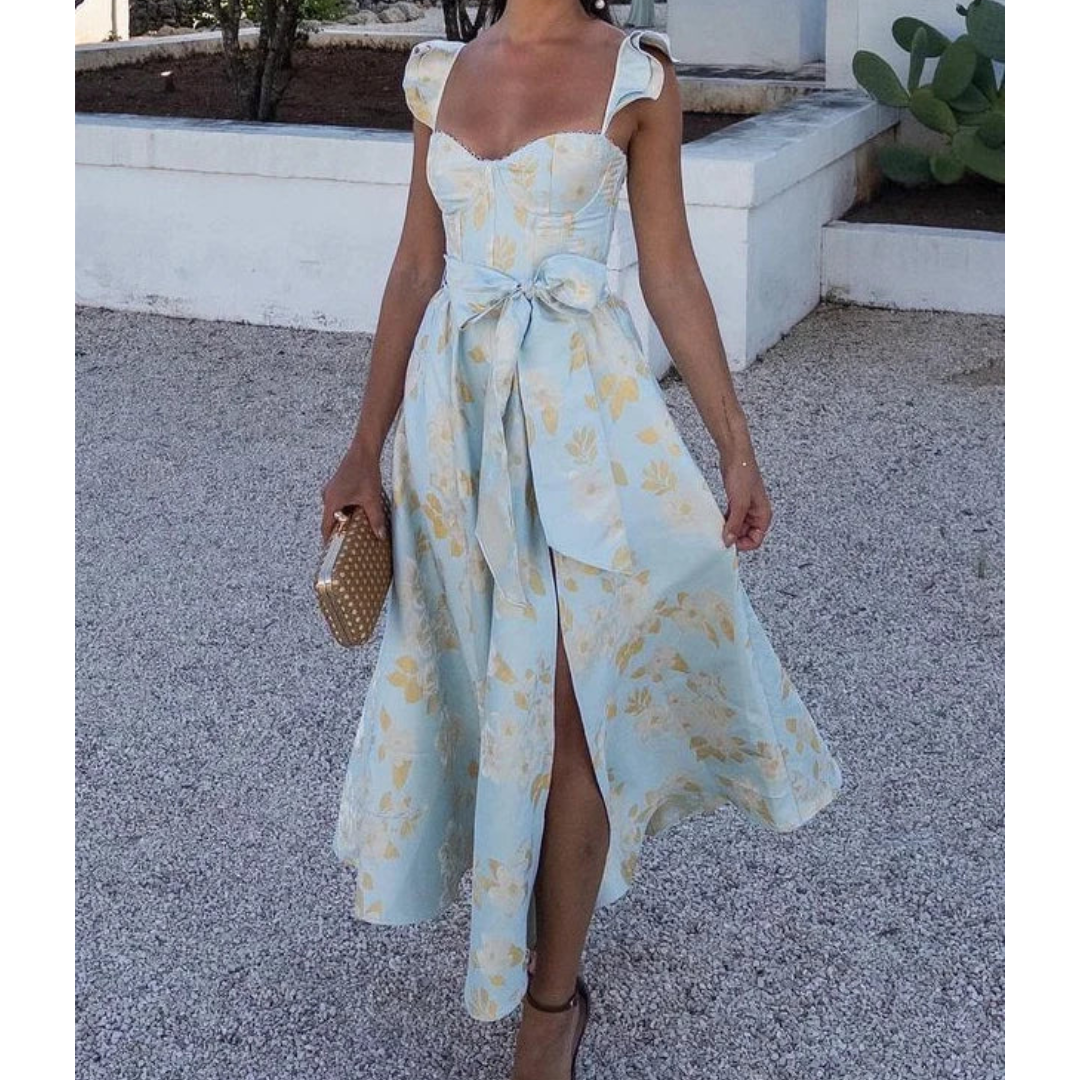 Damen Sommerkleid | Bohemian Style | Ärmellos & Lang | Blumenmuster