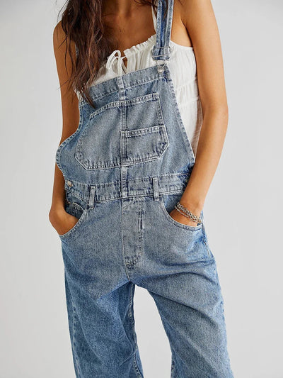 Klassischer Denim-Jumpsuit für Damen mit lockerer Passform und dehnbarem Komfort | Freja