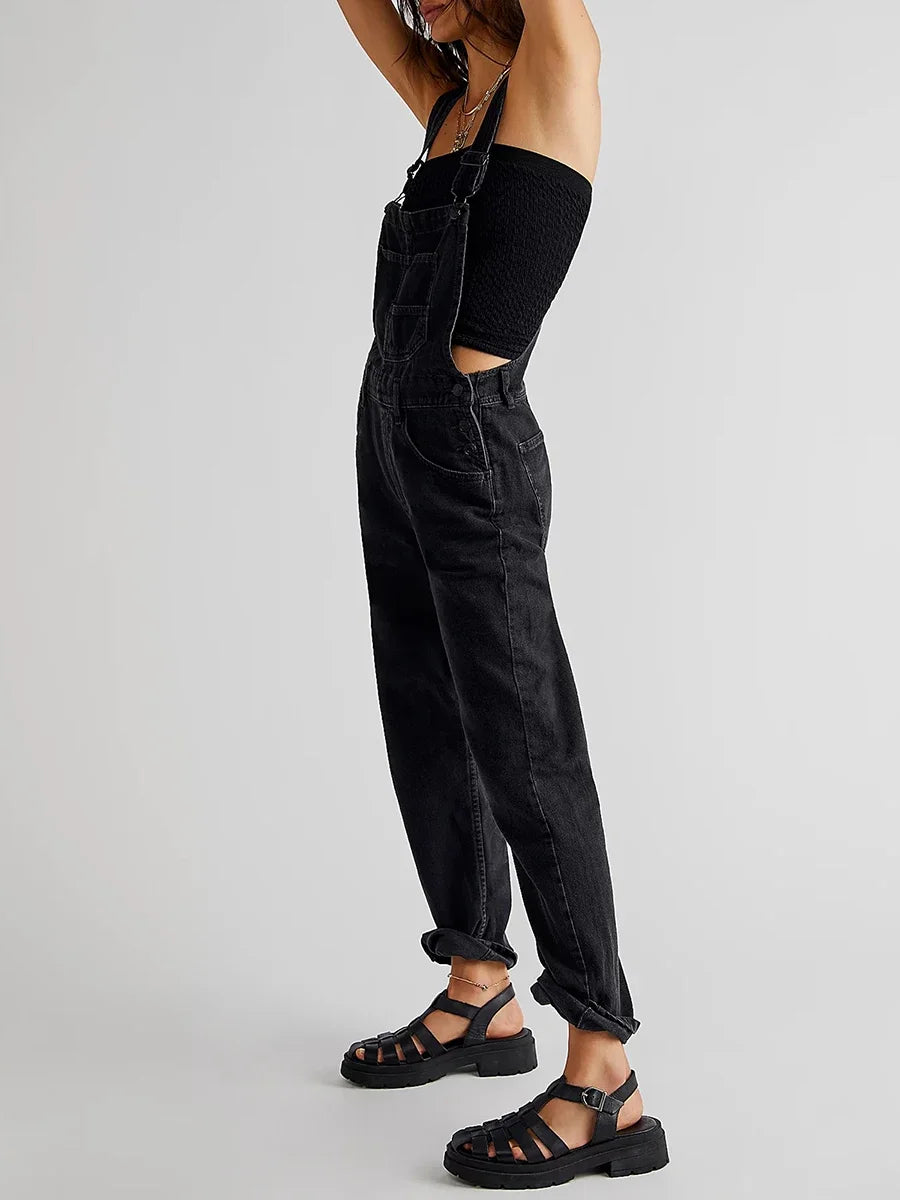 Klassischer Denim-Jumpsuit für Damen mit lockerer Passform und dehnbarem Komfort | Freja