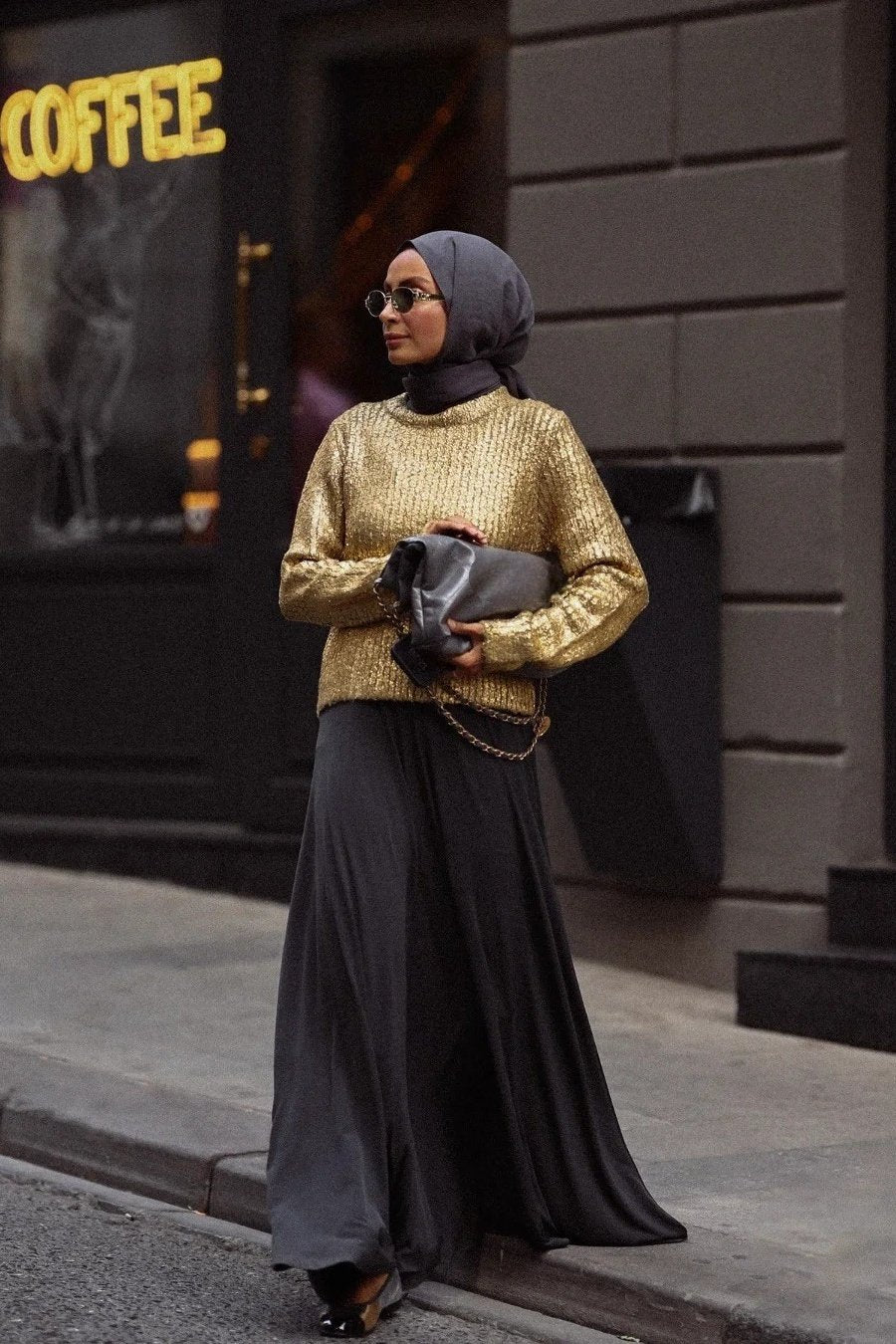 Linda | Metallischer Pullover