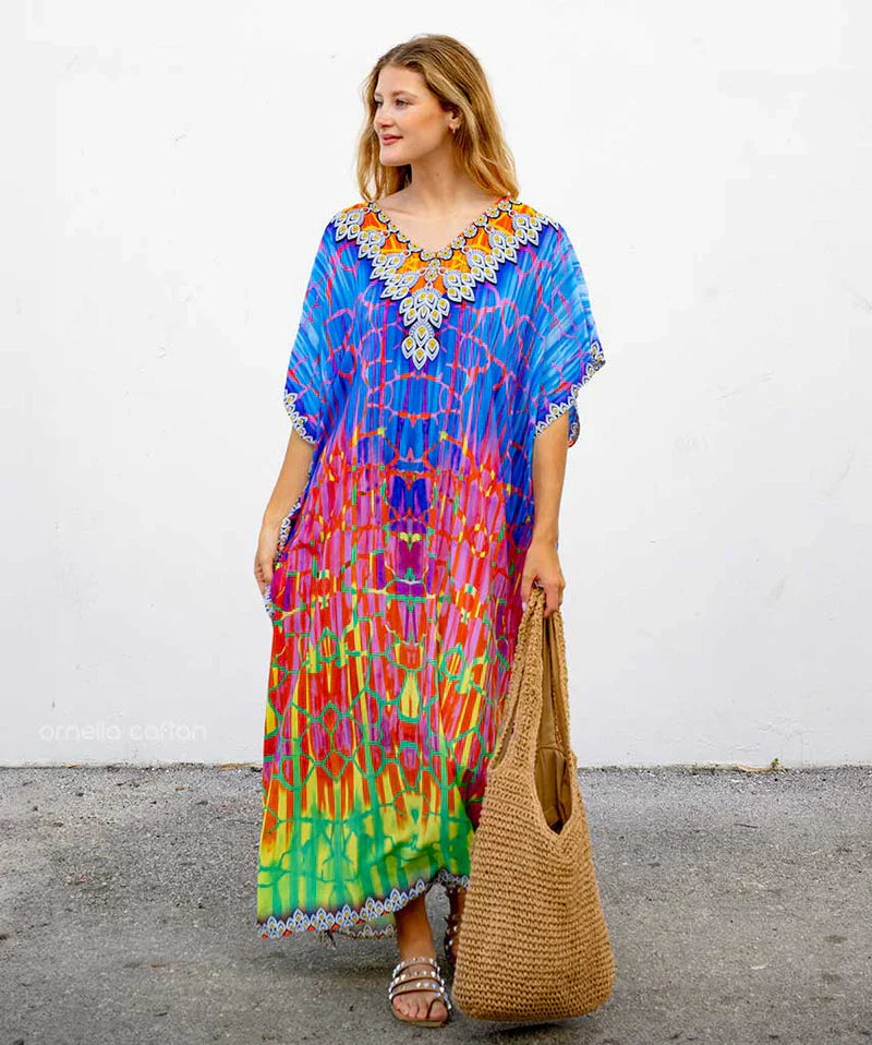Nina – Sommerkaftan aus Baumwolle und Leinen