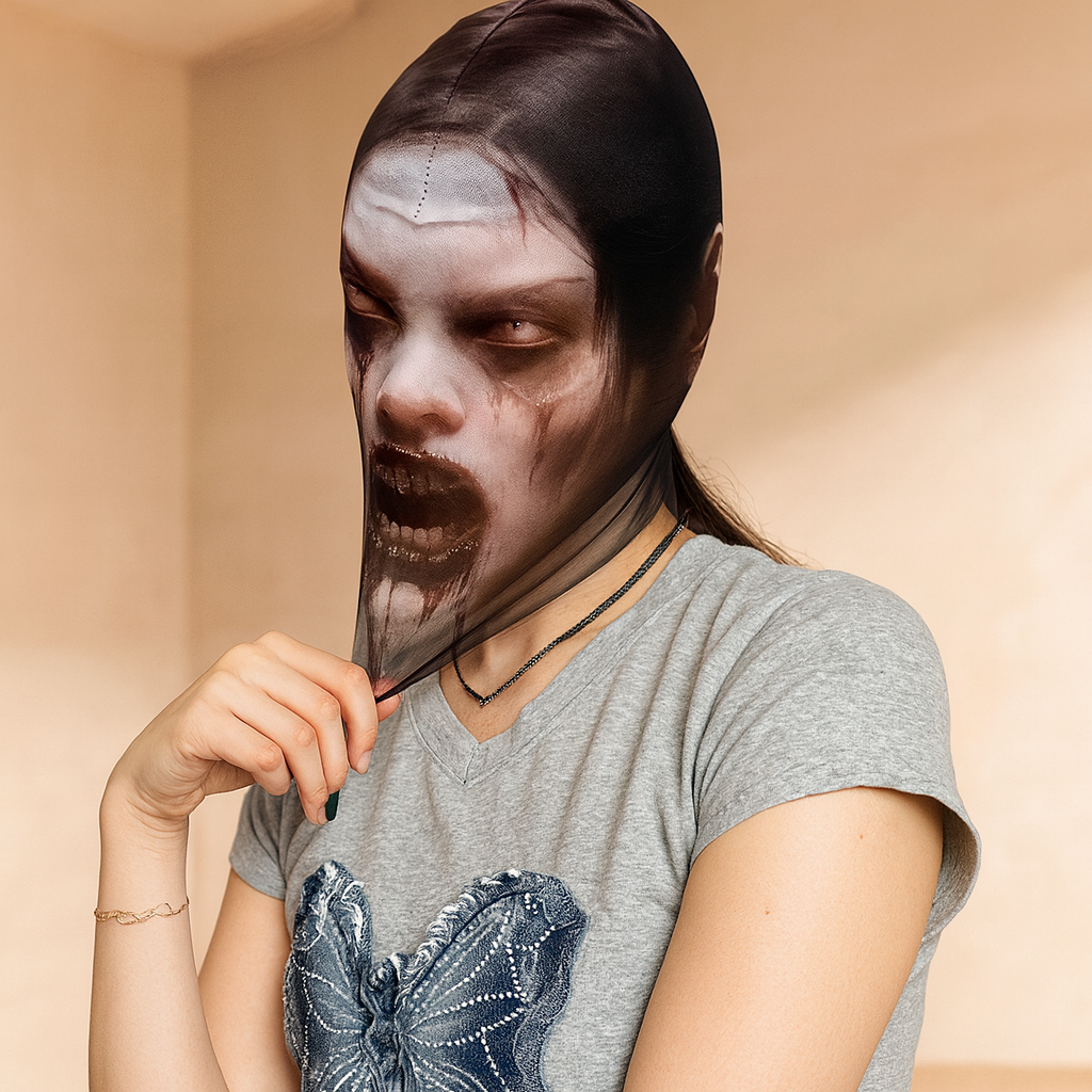 PhantomVeil Horror Maske – Waschbare Mesh-Maske für Halloween & Cosplay