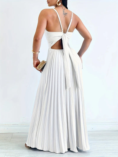 Édeline | Elegantes Plissiertes Maxikleid mit Rückendetail