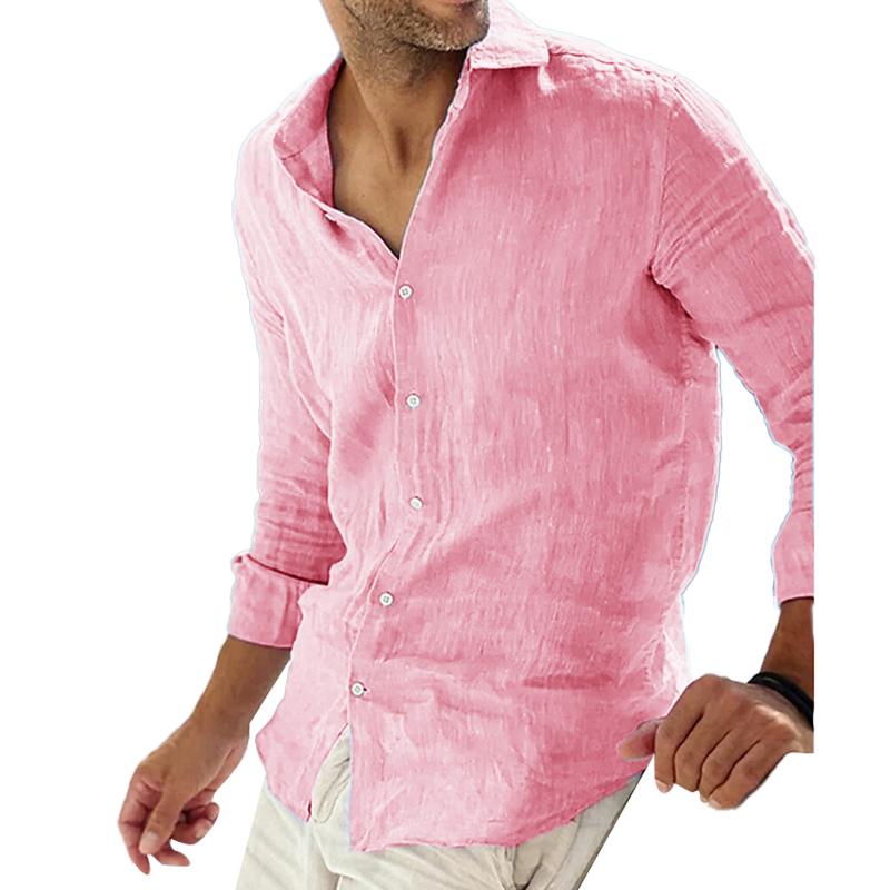 Langärmeliges Herrenhemd aus Baumwolle und Leinen für lässigen Stil