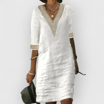 Vivian | Leinenkleid mit V-Ausschnitt