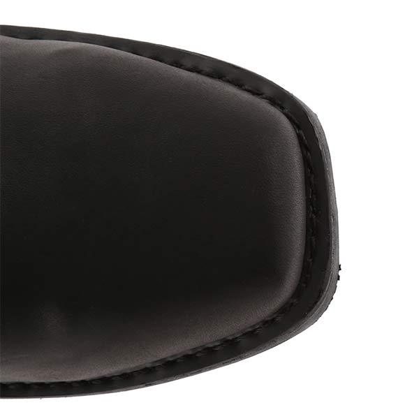 Damen-Mid-Cut-Lederstiefel im Bikerstil mit Harness-Detail