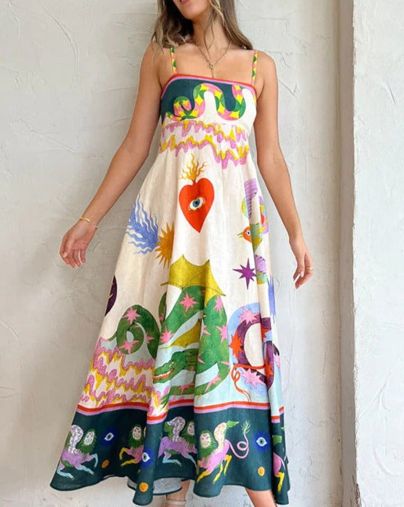 Basha - Damen Graffiti Druck Swing Kleid