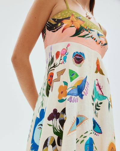 Basha - Damen Graffiti Druck Swing Kleid