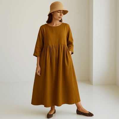 Langes Kleid aus Leinen | Minimalistische Eleganz | Leicht & Bequem