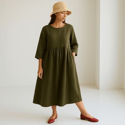 Langes Kleid aus Leinen | Minimalistische Eleganz | Leicht & Bequem