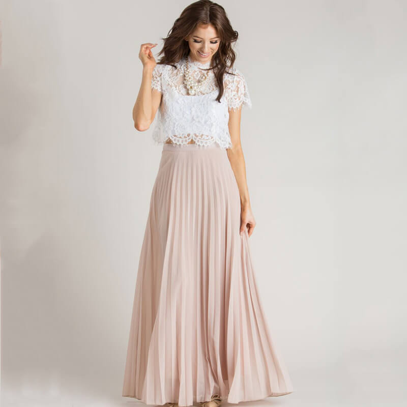 Diandra - Chiffon Plissee Maxirock Boho Retro