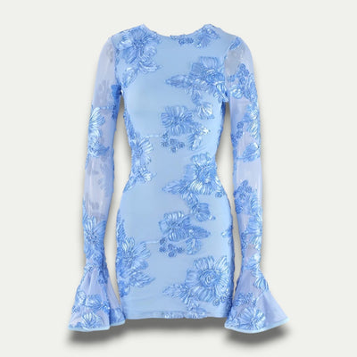 Lorina – Elegantes Besticktes Midi Partykleid mit Blumenmuster