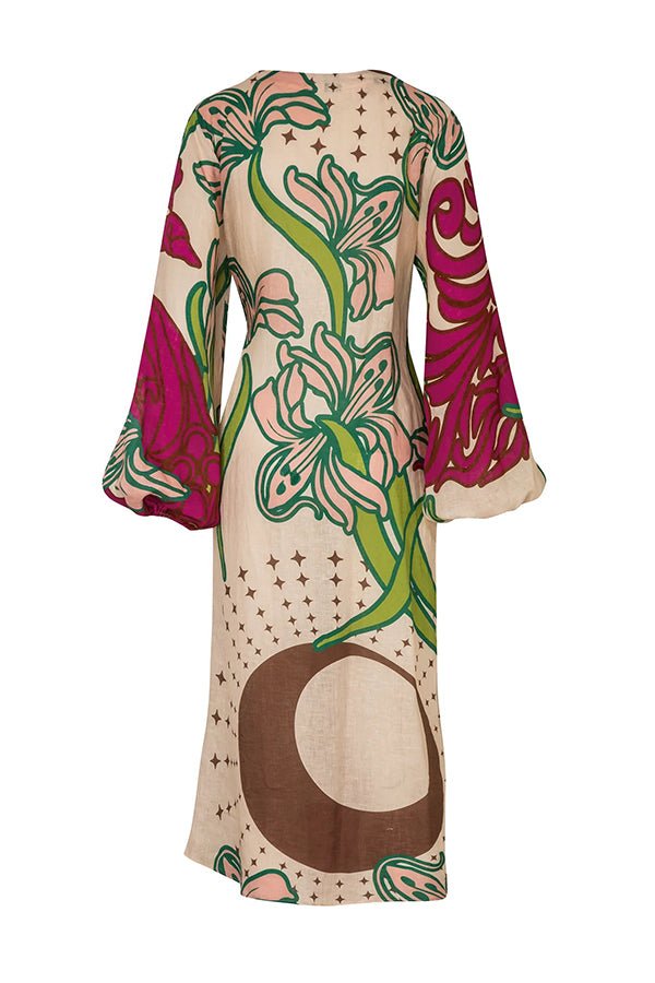 Lorina – Elegantes Maxikleid mit Ballonärmeln