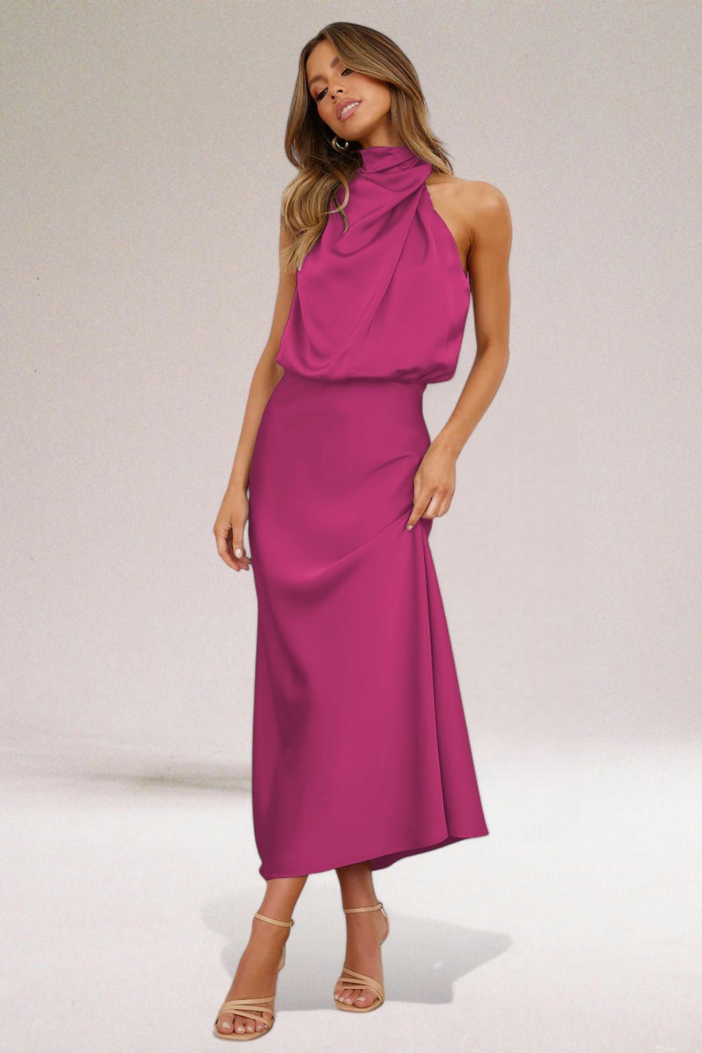 Luniva - Glamouröses Midi-Kleid mit Halterneck