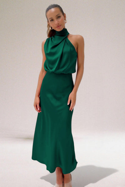 Luniva - Glamouröses Midi-Kleid mit Halterneck