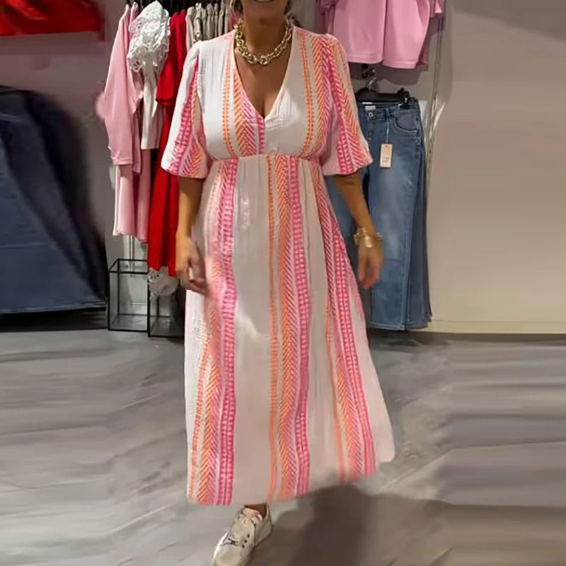 Annie – Sommer Kleid Aus Leinen Mit V-Ausschnitt