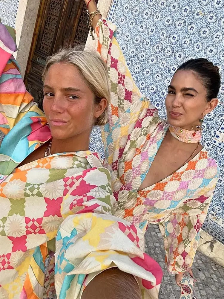 Damen Kleid-Set – Leichte Viskose – Fließender Eleganter Sommerstil