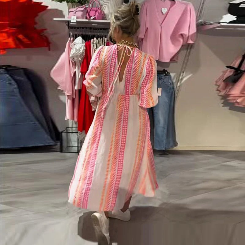 Annie – Sommer Kleid Aus Leinen Mit V-Ausschnitt