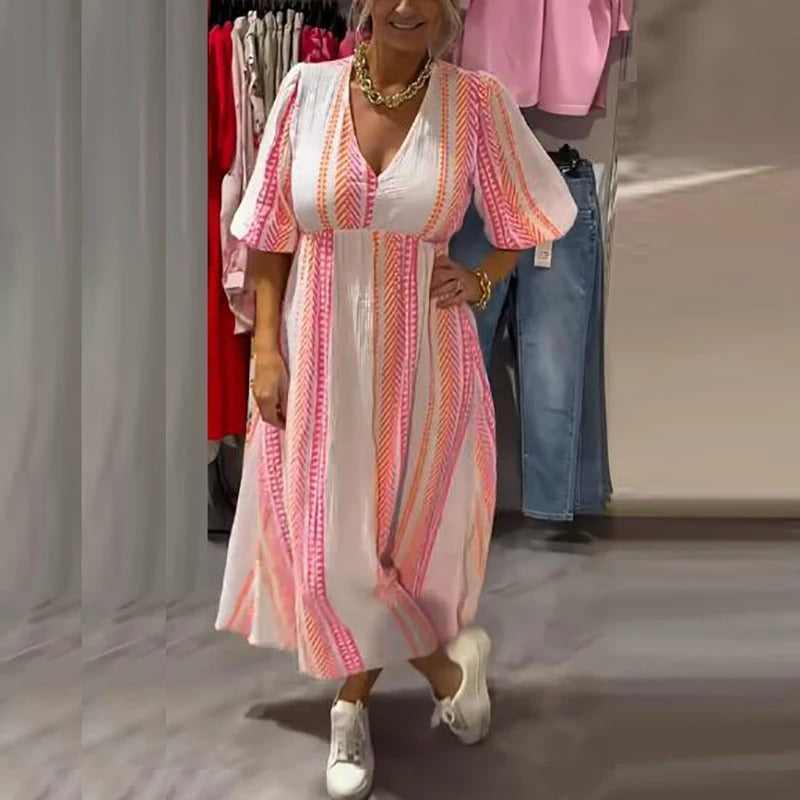 Annie – Sommer Kleid Aus Leinen Mit V-Ausschnitt