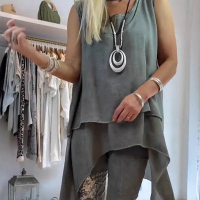 Mira - Ärmelloses Top mit bedruckter Hose