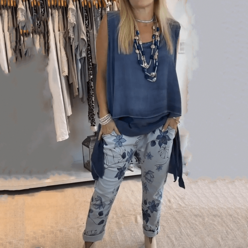 Mira - Ärmelloses Top mit bedruckter Hose