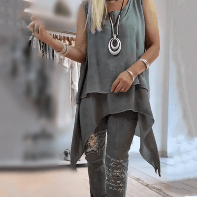 Mira - Ärmelloses Top mit bedruckter Hose