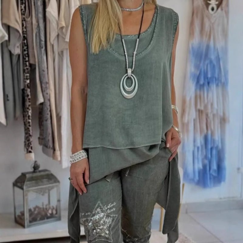 Mira - Ärmelloses Top mit bedruckter Hose