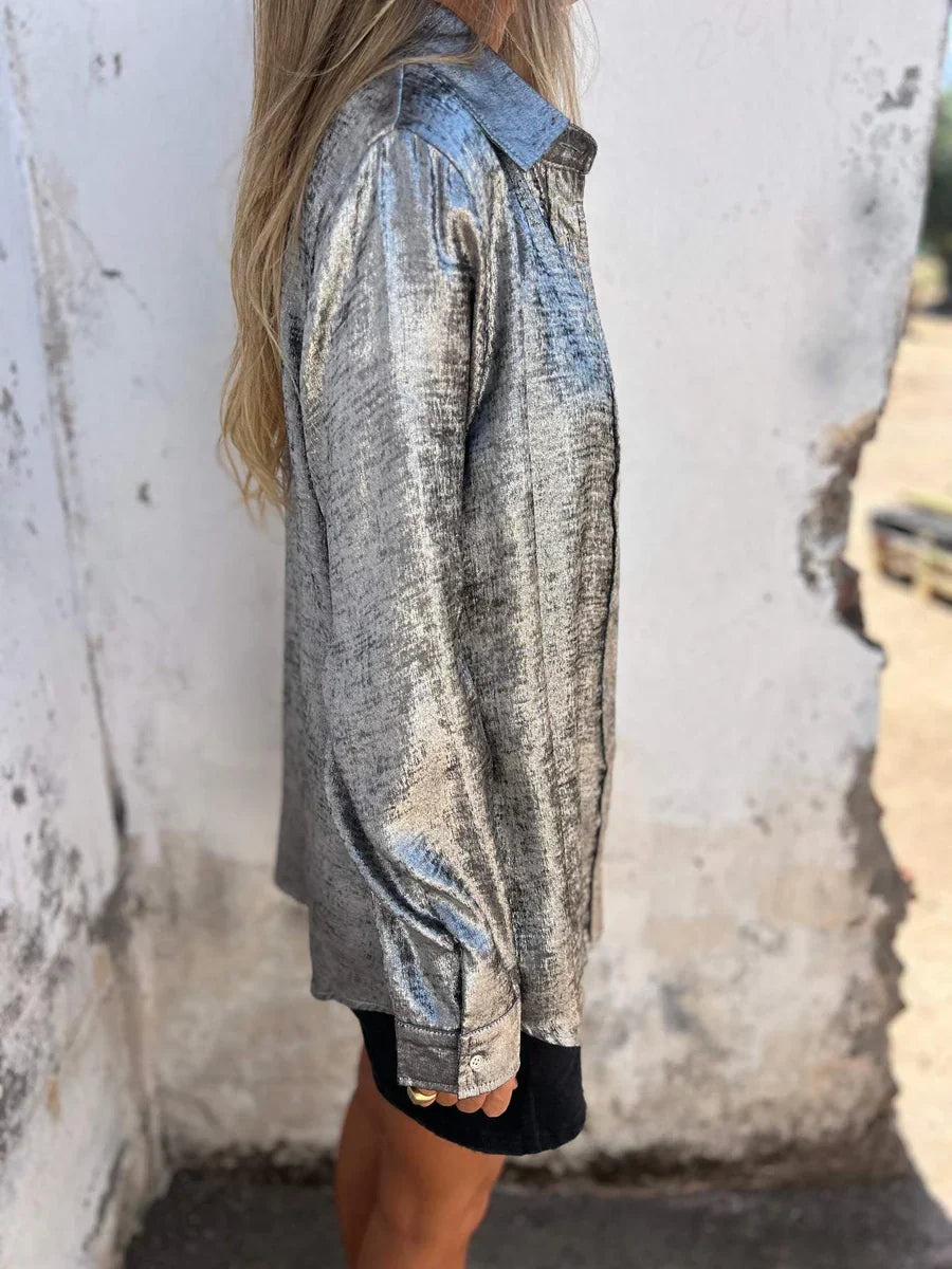 Damen Langärmeliges Knopf Daunen Hemd | Lange