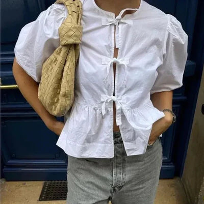 Jensen - Schicke Puffärmel-Bindebluse