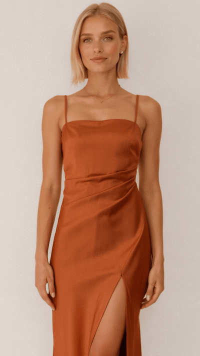 Jodie - Schlankes Spaghetti-Träger-Kleid, Schenkelschlitz