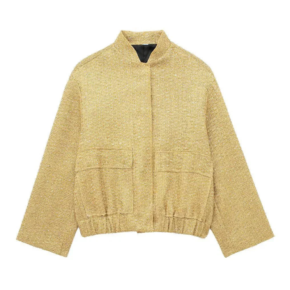 Damen Kurze Pailletten Jacke | Langarm