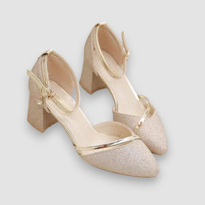 Lila | Blockabsatz mit Schnallenriemen