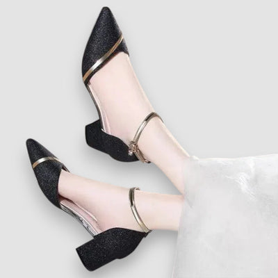 Lila | Blockabsatz mit Schnallenriemen