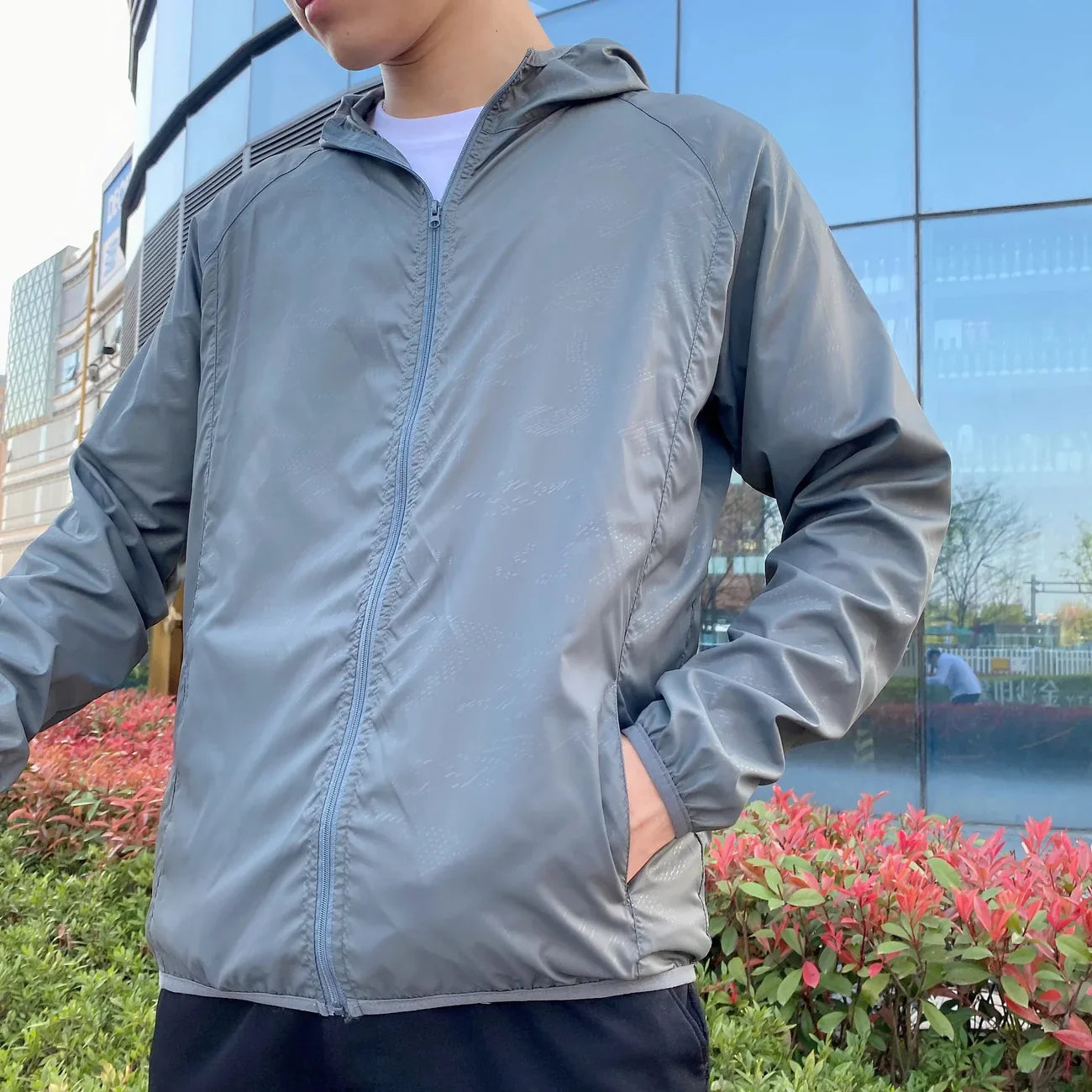 Herren Windbreaker Kapuze Jacke | Reißverschluss