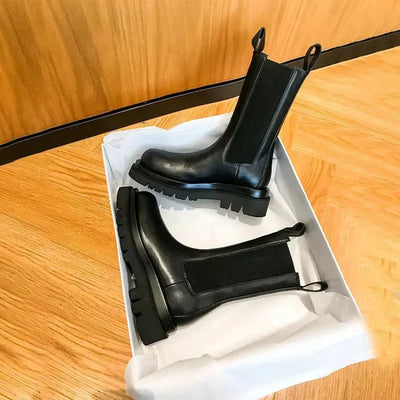 Damen Stylische Slip Auf Knöchel Stiefel | Schwarz