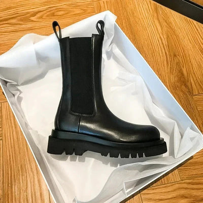 Damen Stylische Slip Auf Knöchel Stiefel | Schwarz