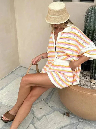 Azarreth - Schickes Gestreiftes Hemd & Shorts