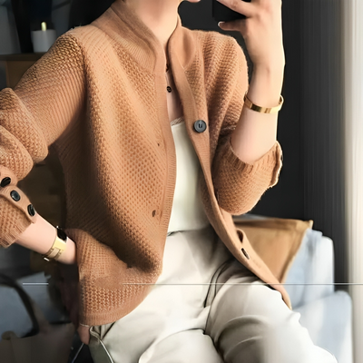 Damen Knopf Daunen Strick Warme Strickjacke | Langarm