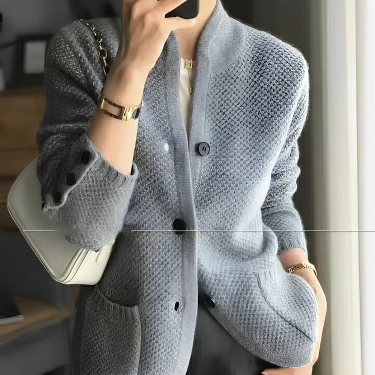 Damen Knopf Daunen Strick Warme Strickjacke | Langarm