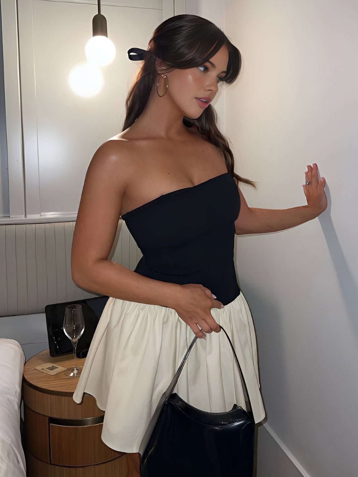 Nayara – Elegantes Patchwork Bustierkleid mit Rückenausschnitt