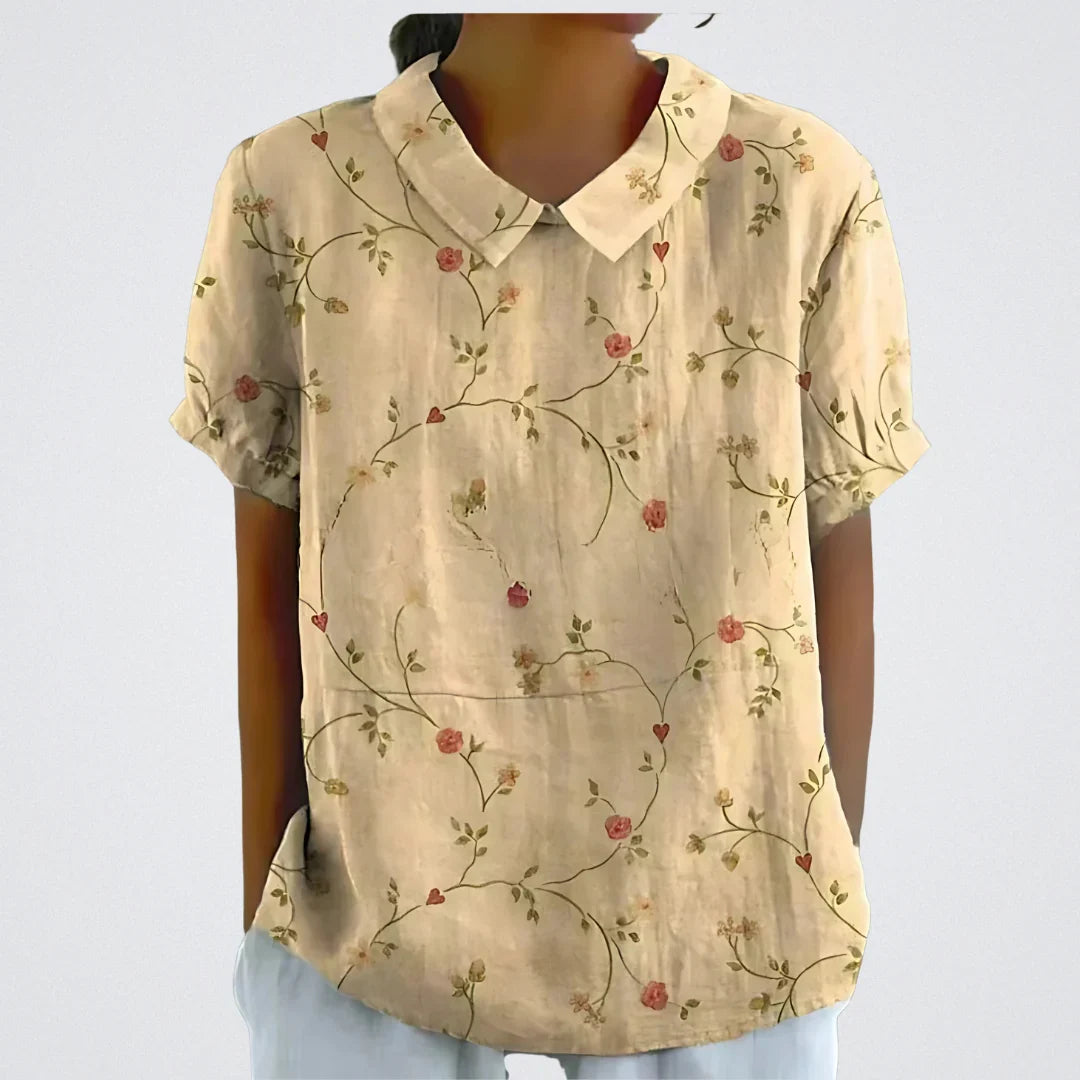 Nele™ - Geblümte Leinenbluse