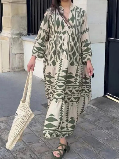 Veau - Übergroßes Kleid mit Retro-Print und V-Ausschnitt