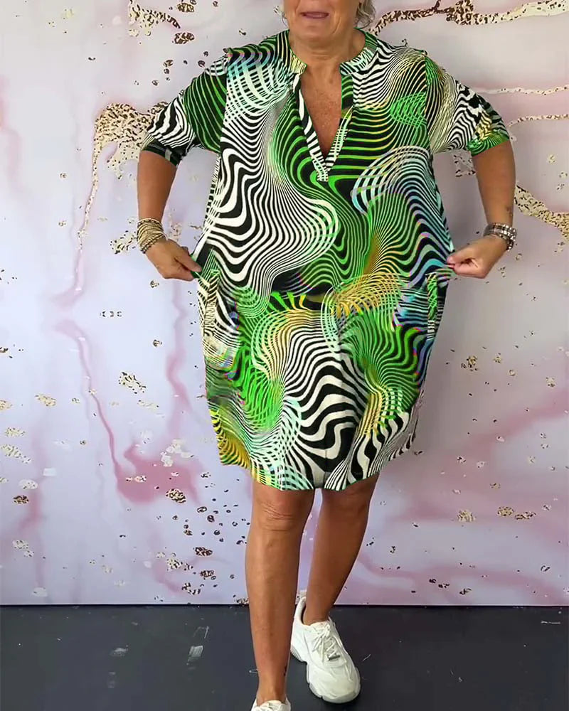 Ursula™ - Buntes Kleid mit V-Ausschnitt